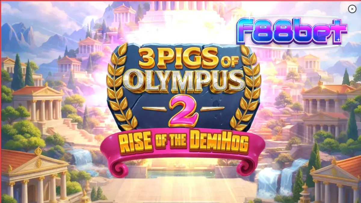 Giao diện trò chơi 3 Pigs of Olympus 2 Rise of the DemiHog với hình ảnh các chú heo thần thoại